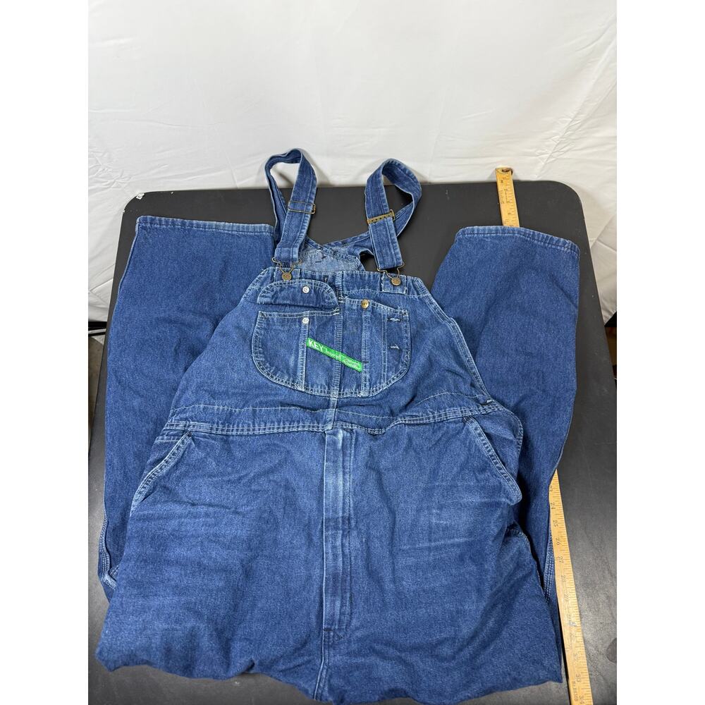 Key Imperial Men's Denim Bib Overalls Blue W50 x L30 Vintage Workwear Utility